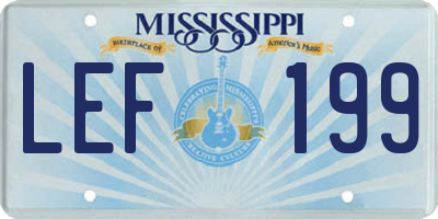 MS license plate LEF199