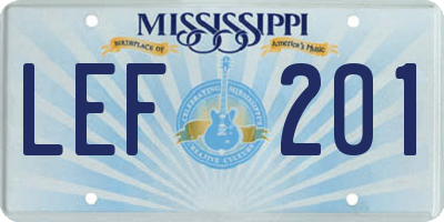 MS license plate LEF201