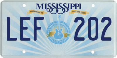 MS license plate LEF202