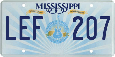 MS license plate LEF207