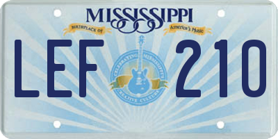 MS license plate LEF210