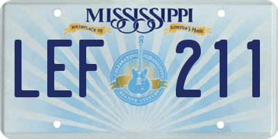 MS license plate LEF211