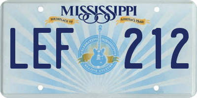 MS license plate LEF212