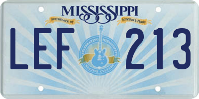 MS license plate LEF213