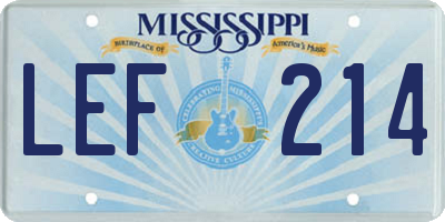 MS license plate LEF214