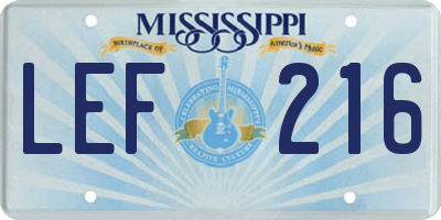 MS license plate LEF216