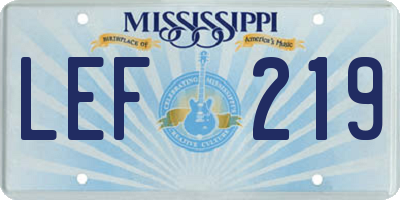 MS license plate LEF219