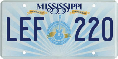 MS license plate LEF220