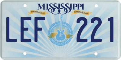 MS license plate LEF221
