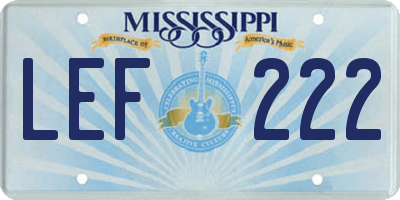 MS license plate LEF222