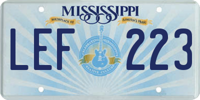 MS license plate LEF223