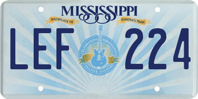 MS license plate LEF224