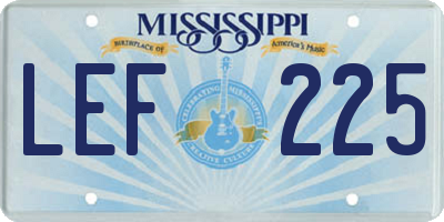 MS license plate LEF225