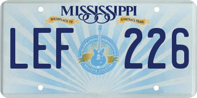 MS license plate LEF226