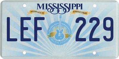 MS license plate LEF229