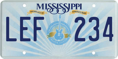 MS license plate LEF234