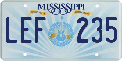 MS license plate LEF235