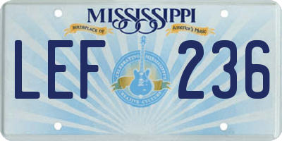 MS license plate LEF236