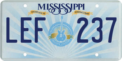 MS license plate LEF237