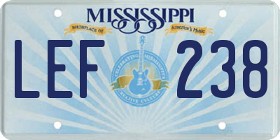 MS license plate LEF238