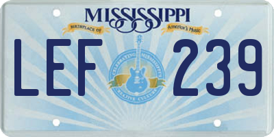 MS license plate LEF239