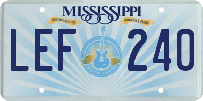 MS license plate LEF240