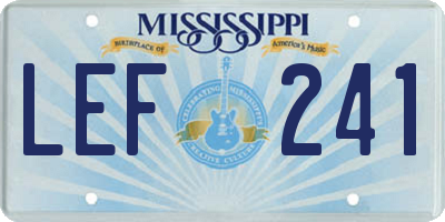 MS license plate LEF241