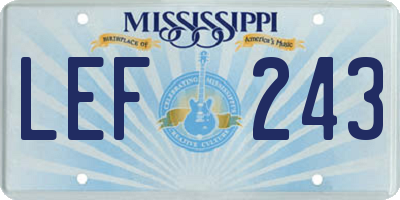 MS license plate LEF243