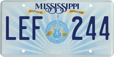 MS license plate LEF244