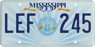 MS license plate LEF245