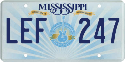 MS license plate LEF247