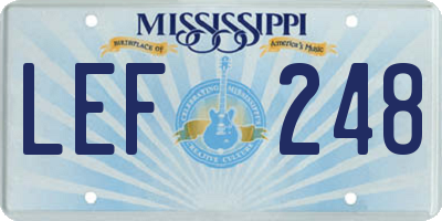 MS license plate LEF248