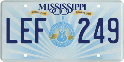 MS license plate LEF249