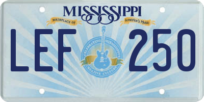 MS license plate LEF250