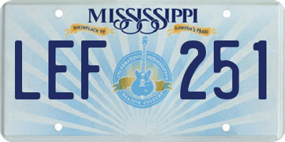MS license plate LEF251