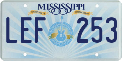 MS license plate LEF253