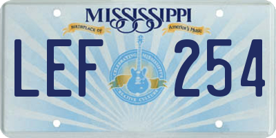 MS license plate LEF254