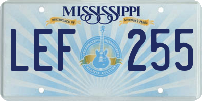 MS license plate LEF255