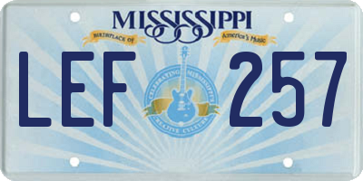 MS license plate LEF257