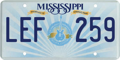 MS license plate LEF259