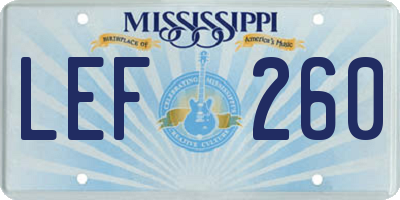 MS license plate LEF260