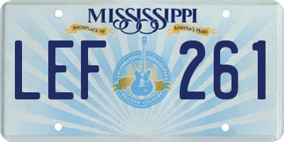 MS license plate LEF261