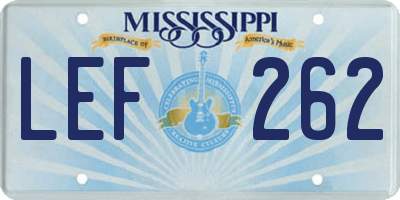 MS license plate LEF262