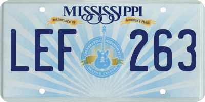MS license plate LEF263