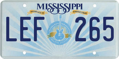 MS license plate LEF265