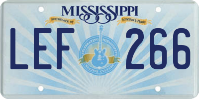 MS license plate LEF266