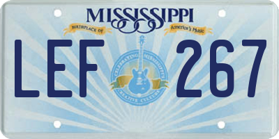 MS license plate LEF267