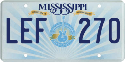 MS license plate LEF270