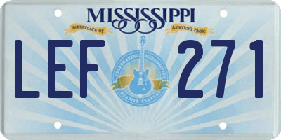 MS license plate LEF271
