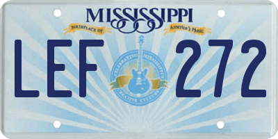 MS license plate LEF272
